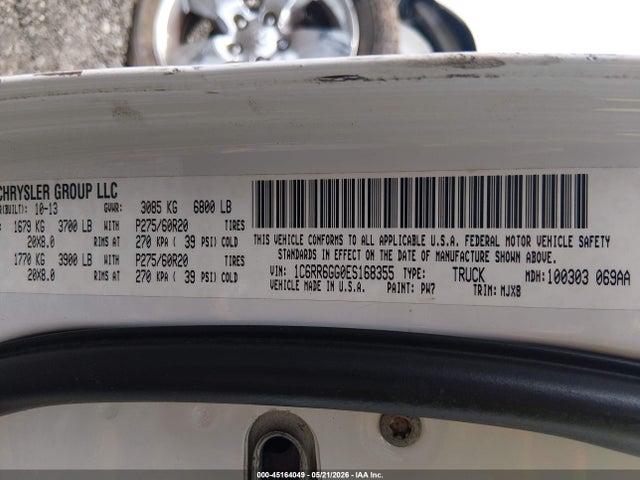 2014 Ram 1500 Big Horn მანქანა იყიდება აუქციონზე, vin: 1C6RR6GG0ES168355, აუქციონის ნომერი: 45164049