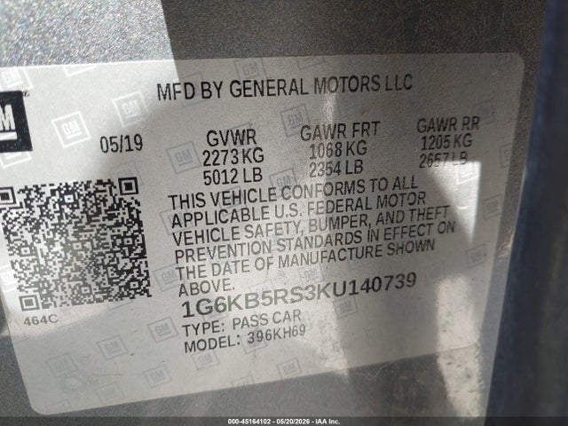 Продажа на аукционе авто 2019 Cadillac Ct6 Luxury, vin: 1G6KB5RS3KU140739, номер лота: 45164102