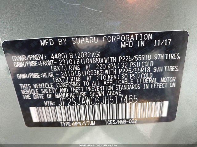 Aukcja sprzedaży 2018 Subaru Forester 2.5i Touring, vin: JF2SJAWC6JH517465, numer aukcji: 45164142