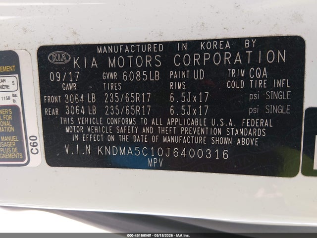 KIA Sedona L 2018 KNDMA5C10J6400316 Image 9