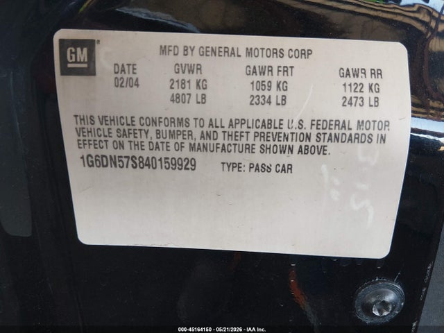 Продаж на аукціоні авто 2004 Cadillac Cts-v, vin: 1G6DN57S840159929, номер лоту: 45164150