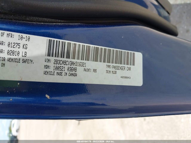 45164179 :رقم المزاد ، 2B3CA9CV3AH316321 vin ، 2010 Dodge Charger Rallye مزاد بيع