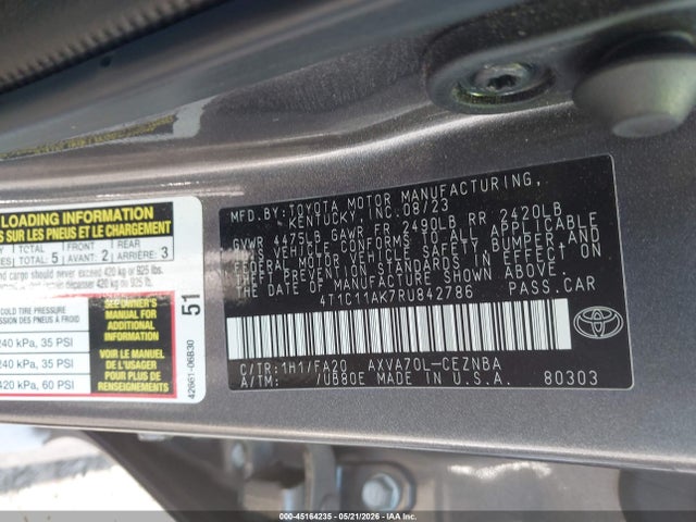 4T1C11AK7RU842786 Toyota CAMRY LE