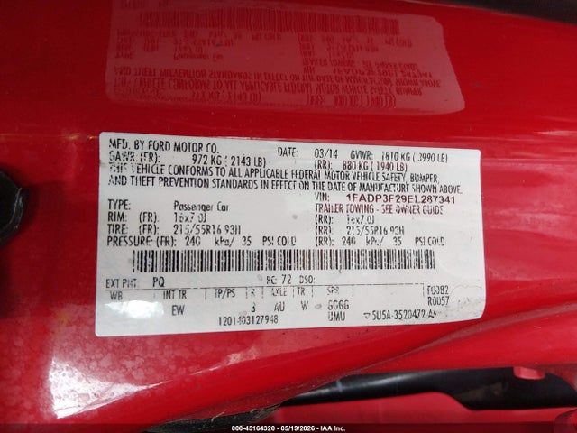 Ford FOCUS SE 2014 1FADP3F29EL287941 Image 9
