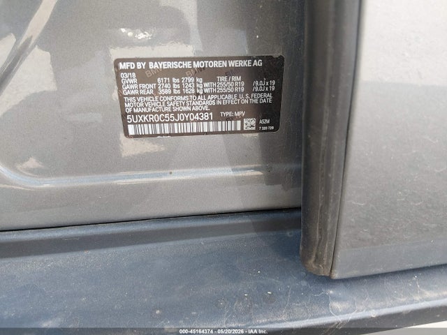 2018 Bmw X5 Xdrive35i მანქანა იყიდება აუქციონზე, vin: 5UXKR0C55J0Y04381, აუქციონის ნომერი: 45164374