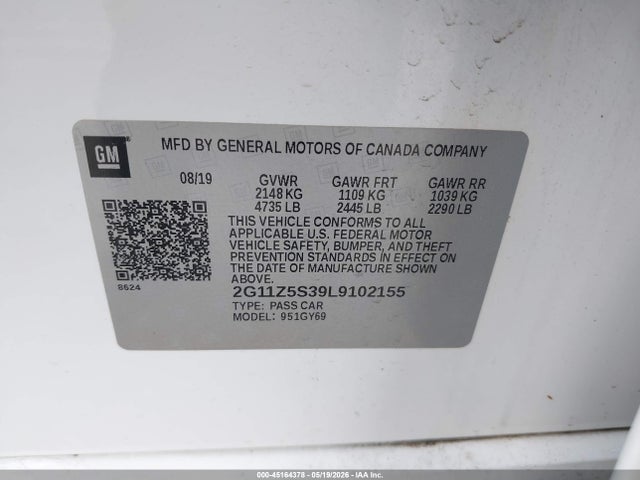 Продаж на аукціоні авто 2020 Chevrolet Impala Fwd Lt, vin: 2G11Z5S39L9102155, номер лоту: 45164378