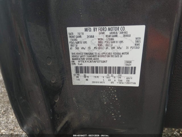 2010 Ford F-150 Xlt მანქანა იყიდება აუქციონზე, vin: 1FTEX1C87AFD73267, აუქციონის ნომერი: 45164377