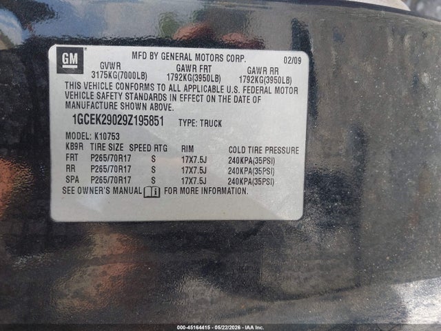 Продаж на аукціоні авто 2009 Chevrolet Silverado 1500 Lt, vin: 1GCEK29029Z195851, номер лоту: 45164415