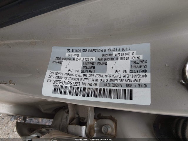 2023 Mazda Mazda3 მანქანა იყიდება აუქციონზე, vin: 3MZBPACM1PM379653, აუქციონის ნომერი: 45164431