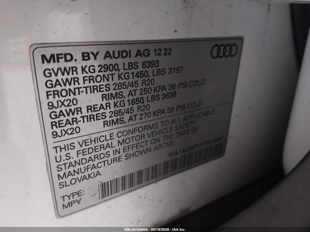 WA1ACBF71PD010447 Audi Q7 Premium 45 Tfsi Quattro Tiptronic