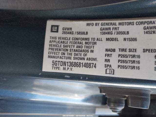 2006 Hummer H3 Suv მანქანა იყიდება აუქციონზე, vin: 5GTDN136868140874, აუქციონის ნომერი: 45164461