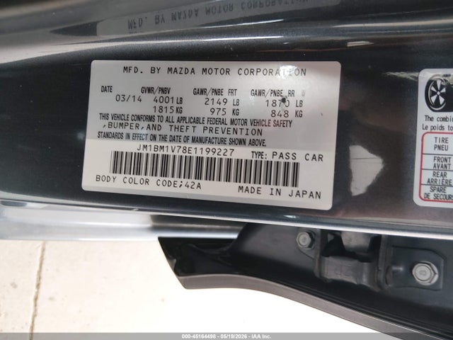 Продаж на аукціоні авто 2014 Mazda Mazda3 I Touring, vin: JM1BM1V78E1199227, номер лоту: 45164498