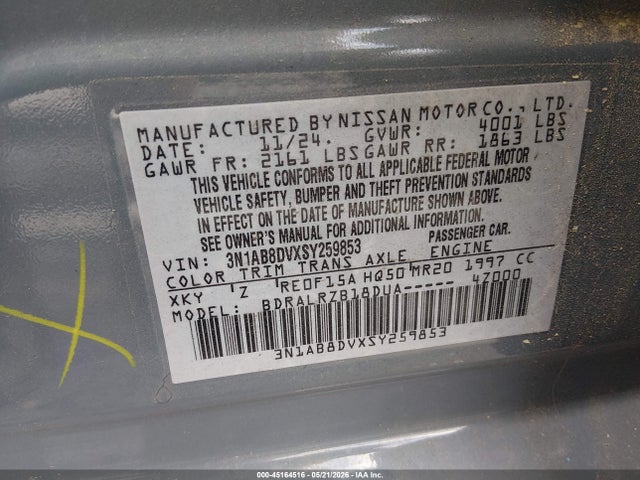 Aukcja sprzedaży 2025 Nissan Sentra Sr, vin: 3N1AB8DVXSY259853, numer aukcji: 45164516