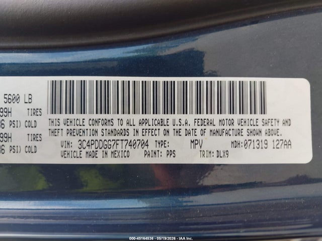 Продаж на аукціоні авто 2015 Dodge Journey Crossroad, vin: 3C4PDDGG7FT740704, номер лоту: 45164536