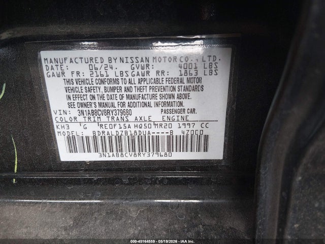 2024 Nissan Sentra Sv Xtronic Cvt მანქანა იყიდება აუქციონზე, vin: 3N1AB8CV8RY379680, აუქციონის ნომერი: 45164559
