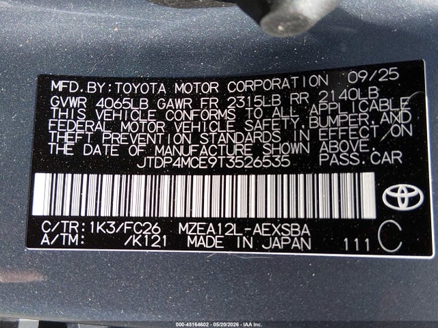 Toyota COROLLA SE 2026 JTDP4MCE9T3526535 Image 9