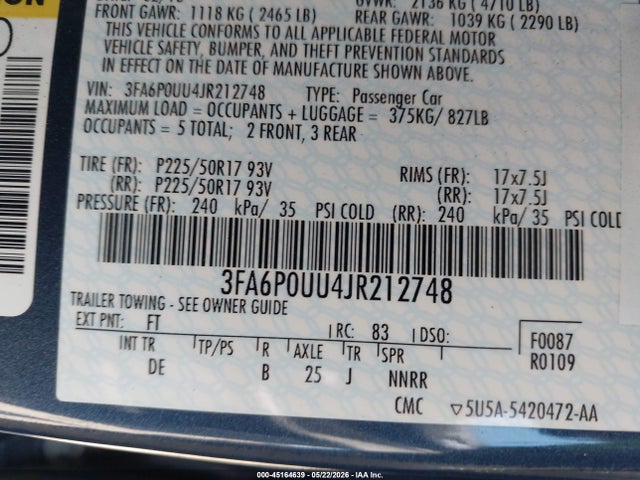 Продажа на аукционе авто 2018 Ford Fusion Hybrid S, vin: 3FA6P0UU4JR212748, номер лота: 45164639