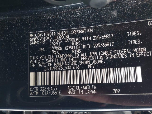 Aukcja sprzedaży 2020 Lexus Nx 300, vin: JTJDARBZ5L5001616, numer aukcji: 45164676