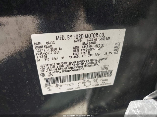 Ford Explorer 2014 1FM5K7B93EGA55685 Image 9