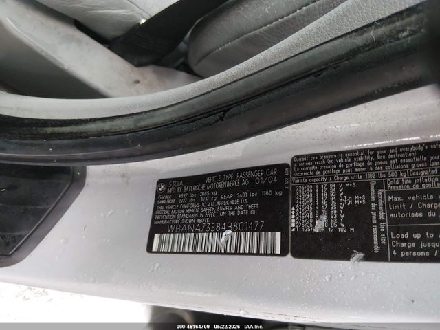 Продаж на аукціоні авто 2004 Bmw 530i, vin: WBANA73584B801477, номер лоту: 45164709