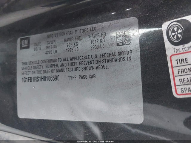 Chevrolet Camaro 1lt 2017 1G1FB1RS1H0106590 Image 9
