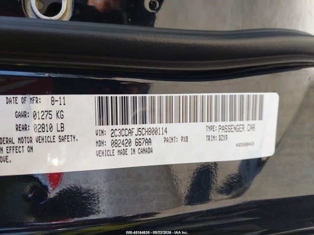 45164835 :رقم المزاد ، 2C3CCAFJ5CH800114 vin ، 2012 Chrysler 300 Srt8 مزاد بيع