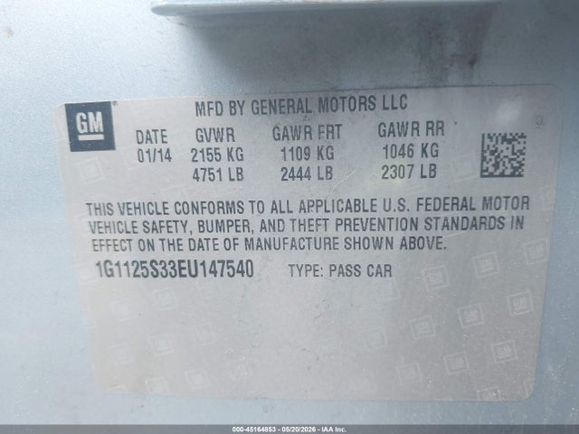Chevrolet Impala 2lt 2014 1G1125S33EU147540 Image 9
