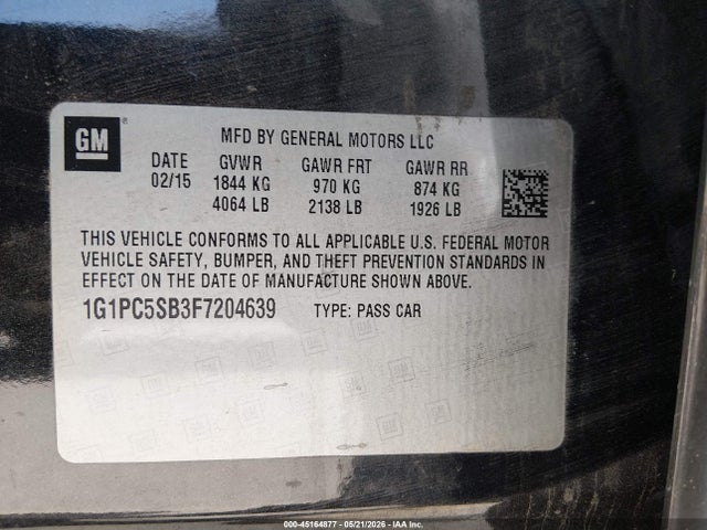 Chevrolet Cruze 1lt Auto 2015 1G1PC5SB3F7204639 Image 9