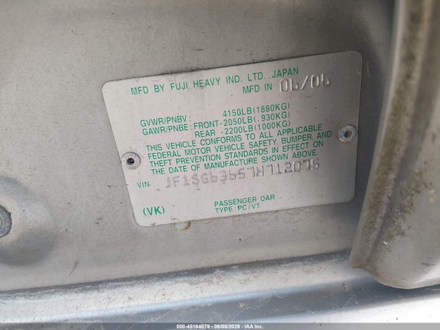 Продажа на аукционе авто 2007 Subaru Forester 2.5x, vin: JF1SG63657H712075, номер лота: 45164879