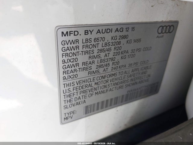 Aukcja sprzedaży 2017 Audi Q7 3.0t Premium, vin: WA1AAAF77HD005576, numer aukcji: 45164883