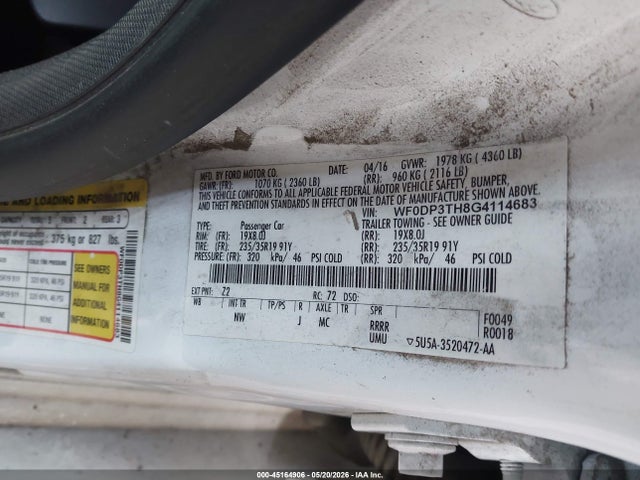 Продажа на аукционе авто 2016 Ford Focus Rs, vin: WF0DP3TH8G4114683, номер лота: 45164906