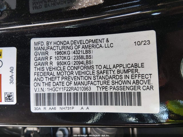 Honda ACCORD LX 2024 1HGCY1F22RA010963 Image 9