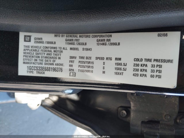 Продаж на аукціоні авто 2008 Chevrolet Colorado Lt, vin: 1GCCS33E688196376, номер лоту: 45164953