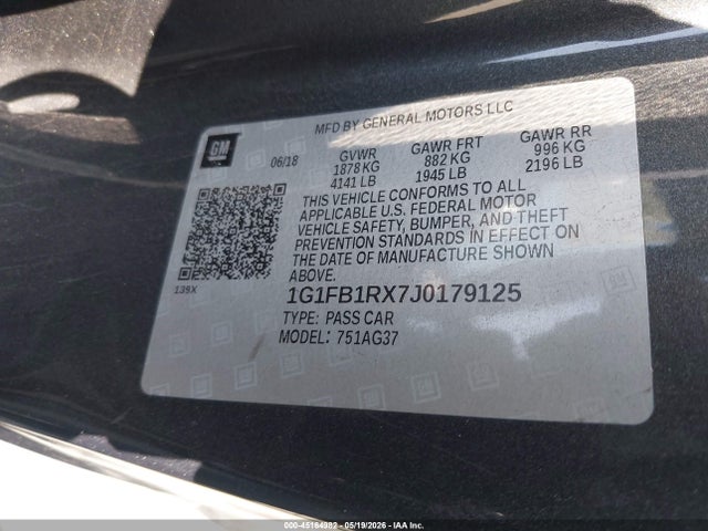 Chevrolet Camaro 1lt 2018 1G1FB1RX7J0179125 Image 9