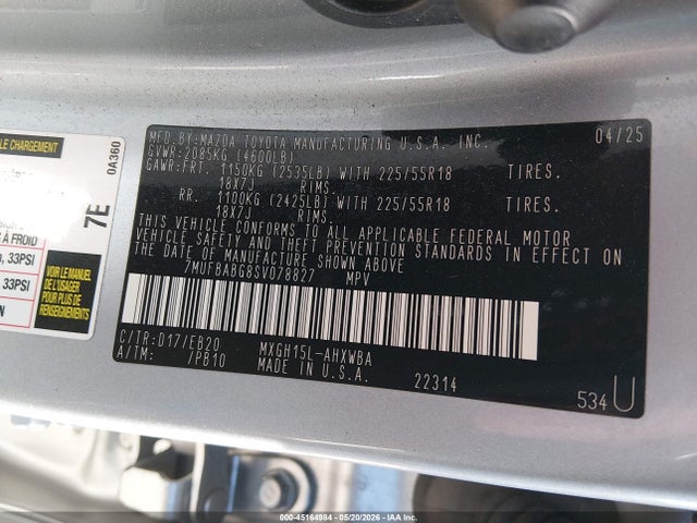 Aukcja sprzedaży 2025 Toyota Corolla Cross Hybrid Xse, vin: 7MUFBABG8SV078827, numer aukcji: 45164984