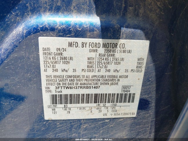Ford Maverick Xlt 2024 3FTTW8H37RRB51407 Image 9