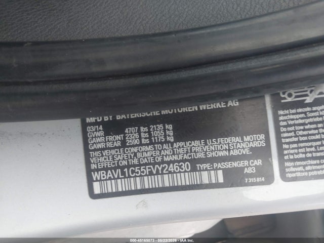 2015 Bmw X1 Xdrive28i მანქანა იყიდება აუქციონზე, vin: WBAVL1C55FVY24630, აუქციონის ნომერი: 45165073