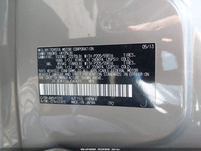 45165086 :رقم المزاد ، JTLZE4FE5DJ040615 vin ، 2013 Scion Xb مزاد بيع