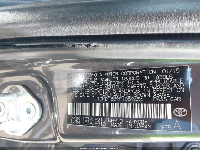 JTDKDTB39F1089656 Toyota Prius C Four