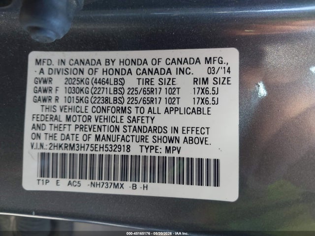 2HKRM3H75EH532918 Honda Cr-v Ex-l