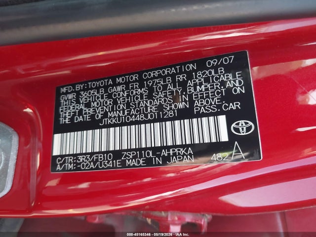 Aukcja sprzedaży 2008 Scion Xd, vin: JTKKU10448J011281, numer aukcji: 45165346