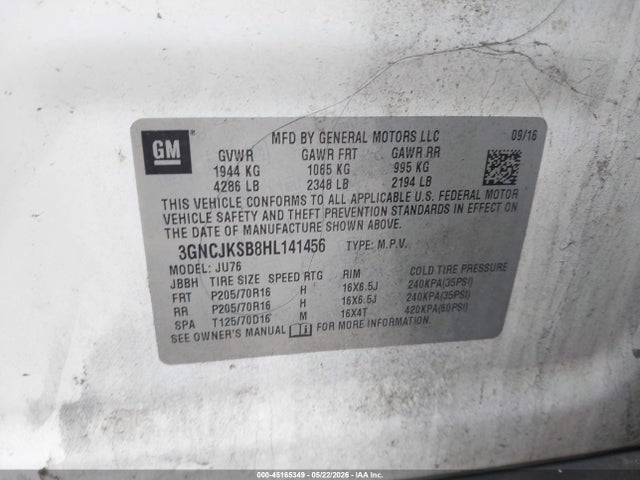 Chevrolet TRAX LS 2017 3GNCJKSB8HL141456 Image 9
