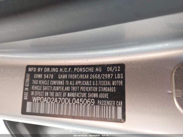 Auction sale of the 2013 Porsche Panamera Hybrid S, vin: WP0AD2A70DL045069, lot number: 45165358