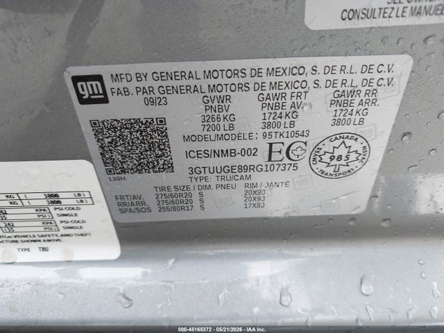 Продаж на аукціоні авто 2024 Gmc Sierra 1500 Denali, vin: 3GTUUGE89RG107375, номер лоту: 45165372