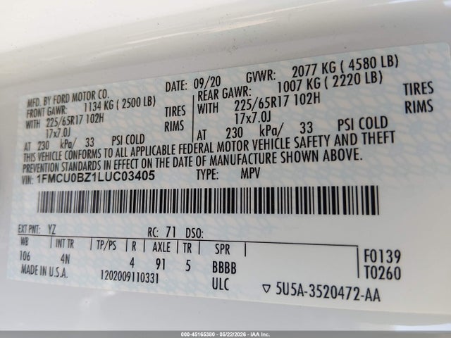 1FMCU0BZ1LUC03405 Ford Escape Se Sport Hybrid