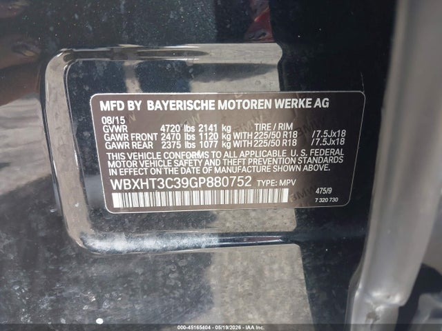 Aukcja sprzedaży 2016 Bmw X1 Xdrive28i, vin: WBXHT3C39GP880752, numer aukcji: 45165404