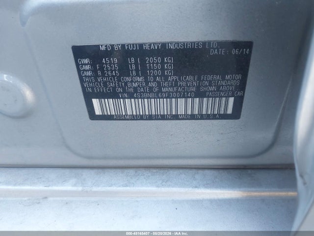 Aukcja sprzedaży 2015 Subaru Legacy 2.5i Limited, vin: 4S3BNBL69F3007140, numer aukcji: 45165407