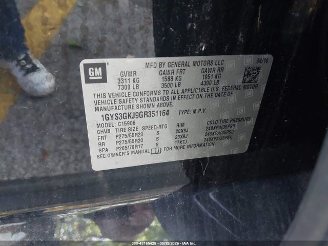 Aukcja sprzedaży 2016 Cadillac Escalade Esv Standard, vin: 1GYS3GKJ9GR351164, numer aukcji: 45165428