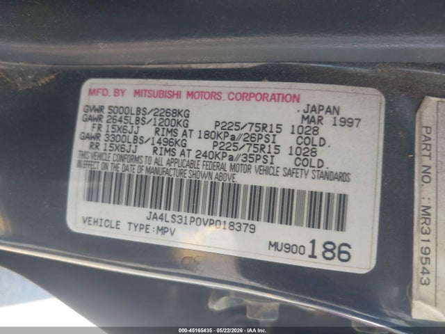 Продаж на аукціоні авто 1997 Mitsubishi Montero Sport Ls, vin: JA4LS31P0VP018379, номер лоту: 45165435
