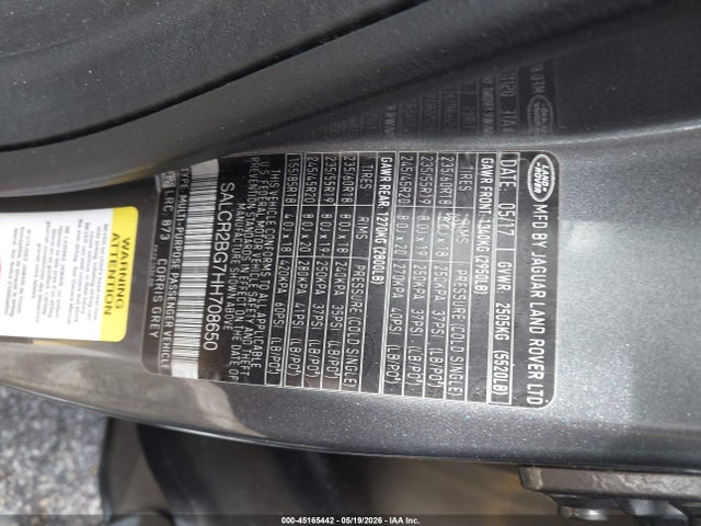 45165442 :رقم المزاد ، SALCR2BG7HH708650 vin ، 2017 Land Rover Discovery Sport Hse مزاد بيع